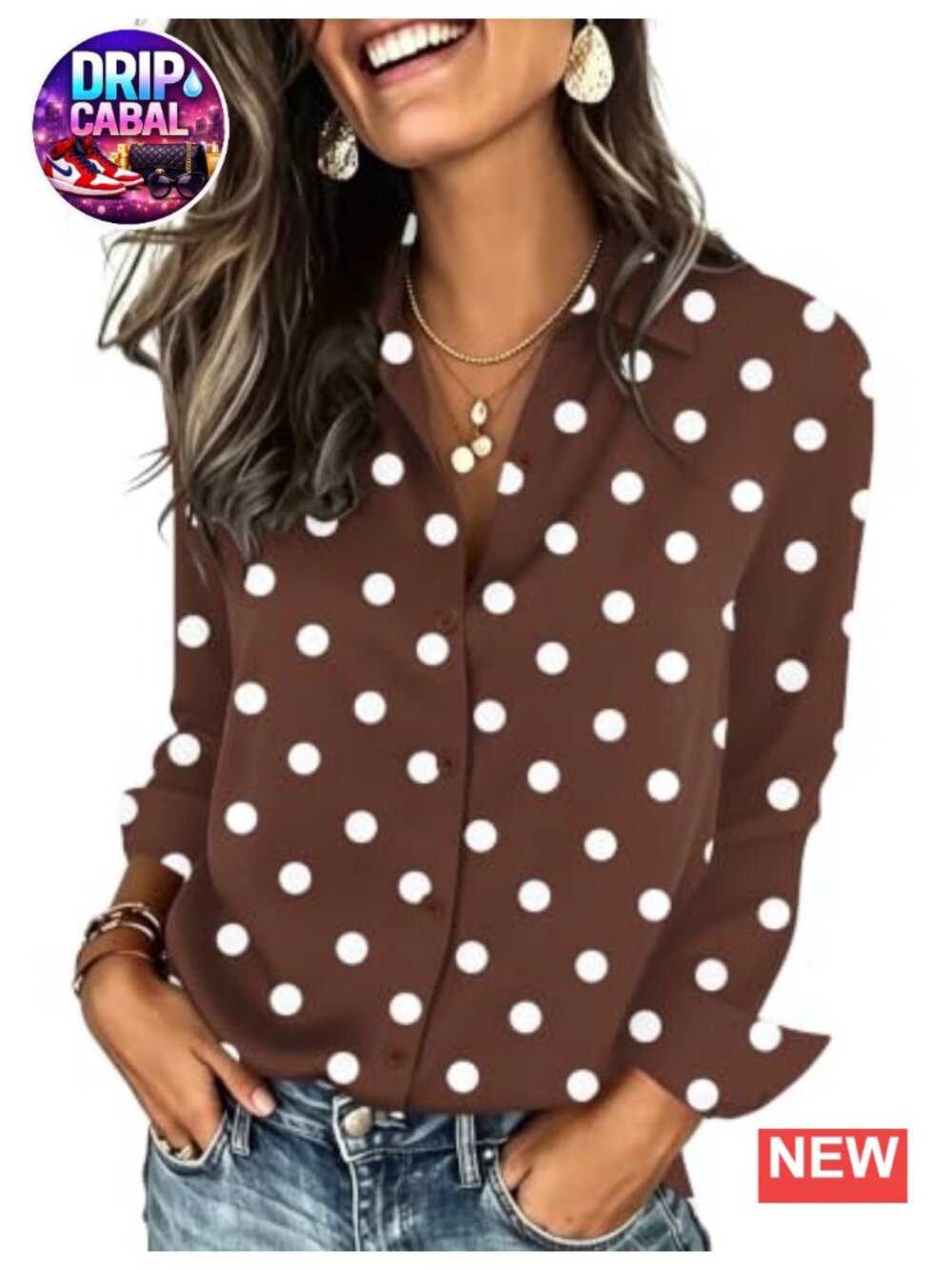 Women's Long Sleeve Button Down Blouse Collared V Neck Office Top